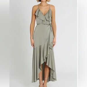 Elegant Altar’d State Green Ruffle Wrap Skirt